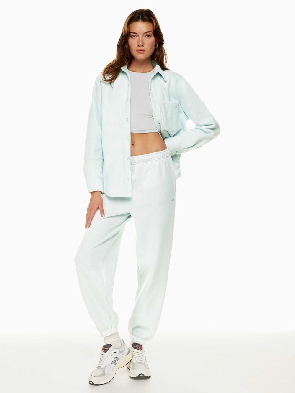 Aritzia TNA Sno Polar Button-Up Shirt Fleece Glacier Blue NWT Size 2XL Cozy - Picture 4 of 16